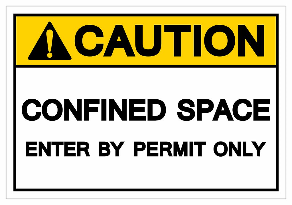 Caution Confined Space Enter By Permit Only Symbol Sign ,vector