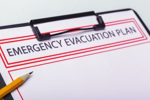 Emergency Evacuation Plan. Close Up. Macro Photography. Object